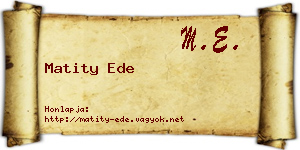 Matity Ede névjegykártya